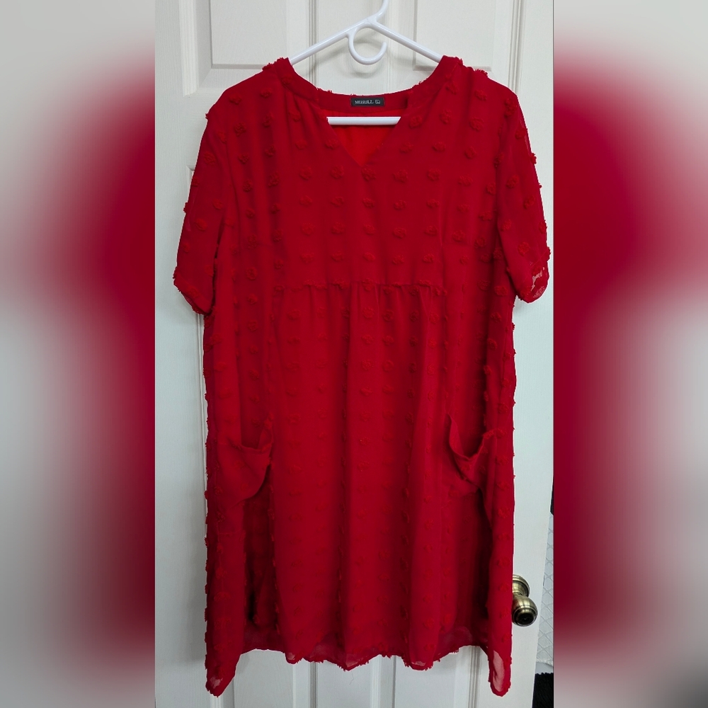 Red Textured Mini Dress